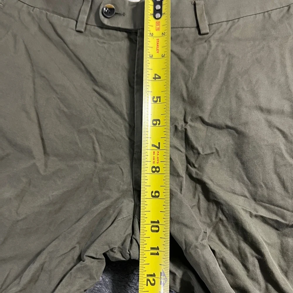 Mens Olive Green Cotton Twill Chino Pants Straight Leg Flat Front Trousers